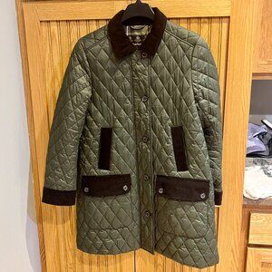 Barbour Constable Quilted Longline Jacket in Olive